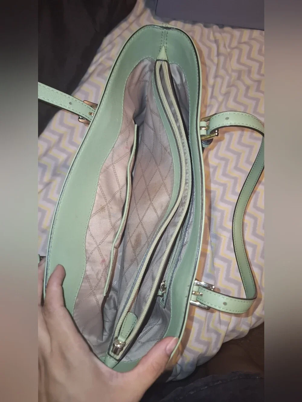 Michael Kors Mint Saffiano Leather Tote with Front Pocket
